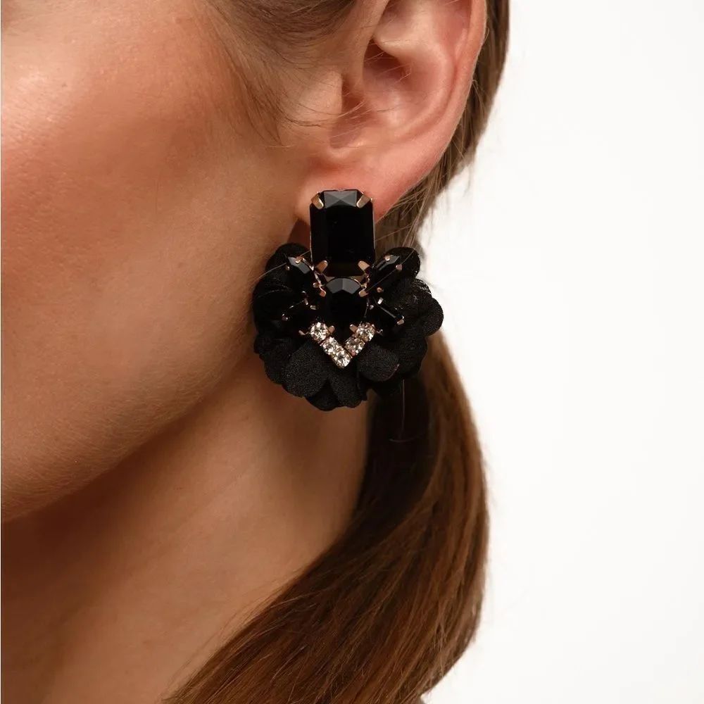 Elegant Black Crystal Earrings A1002